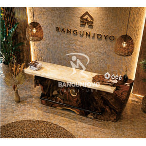 Modern Solid Wood <b>Bar</b> <b>Table</b> Natural Grain Counter <b>Table</b> Rustic Reception Desk for Hotel Living Room Patio - Product Image 4