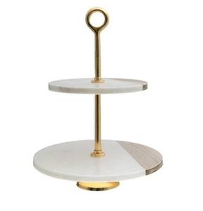 Wedding Party <b>Birthday</b> Celebration Tableware Dessert <b>Accessory</b> Metal Cake Stand and Marble Top Cake Server - Product Image 2