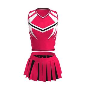 Ensemble d'uniformes de cheerleading pour filles et adultes, en laine/soie teinte en pièce, respirant, élastique, de haute qualité, 280g, avec impression par transfert thermique - Product Image 1