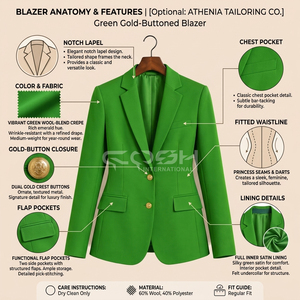 Blazer pour femmes Alpha Kapa personnalisé, vert brodé, style sur mesure, par Cosh International - Product Image 6