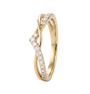 แหวนเพชรทรง Chevron คู่ รับรองโดย IGI ทองคำแท้ 14K ดีไซน์รูปตัว V เรียบหรู ดูมินิมอล รุ่นใหม่ล่าสุด แหวนขอแต่งงาน เพชรทรงกลมจากแล็บ - Product Image 4