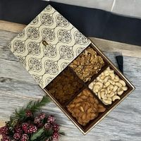 Kotak Hadiah Pernikahan Kayu Cokelat Cetak Imperial Brass Store 4 Kompartemen Dekoratif untuk Mawar, Buah Kering, Permen, Cokelat, dan Pernak-pernik