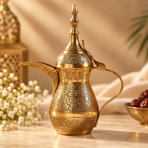 Middle Eastern Style <b>Metal</b> <b>Coffee</b> <b>Pot</b> With Ornate Carving For Tea Drinking - Product Image 5