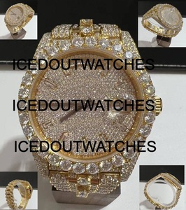 Reloj de Lujo Automático Mecánico de Acero Inoxidable con Incrustaciones de Oro Amarillo y Moissanita para Hombre y Mujer - Product Image 4