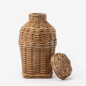 Natural <b>storage</b> jars premium rattan jar hand-weaving lidded basket <b>decorative</b> <b>box</b> container - Product Image 1