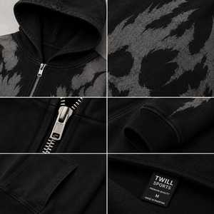 เสื้อฮู้ดดี้ผู้ชายทรงปกติสไตล์โกธิค สีดำ พิมพ์ลายดิจิทัล ลายเรขาคณิต กระเป๋าหน้า ผ้าฝ้ายเฟรนช์เทอร์รี่ เสื้อสเวตเชิ้ตสำหรับฤดูหนาว สตรีทแวร์ - Product Image 3