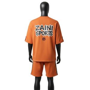 Ensemble t-shirt et short en coton éponge surdimensionné pour homme, tissu lourd 260 GSM, style streetwear, panneaux personnalisés, logo sur le t-shirt, ensemble short homme - Product Image 1