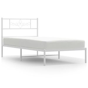 Cadre de lit simple en métal, acier blanc thermolaqué, élégant et durable - Product Image 2