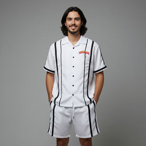 Conjunto Deportivo de Verano para Hombre, Hecho a Medida, Dos Piezas, Chaqueta Cortavientos 100% Algodón, Camiseta Estampada y Pantalones Cortos - Product Image 6