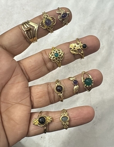SILVER ZONE – Nouveauté : Bagues classiques ajustables en laiton doré pour femme, avec pierres naturelles, tailles variées et designs variés - Product Image 2
