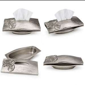 Caja de pañuelos metálica de lujo con acabado texturizado decorativo para una decoración elegante en el hogar, la oficina o el hotel. - Product Image 6