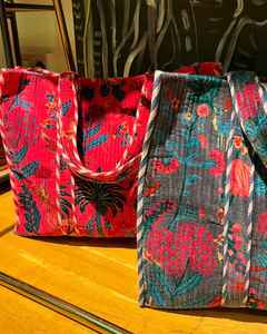 Sac fourre-tout en velours imprimé, sac matelassé imprimé indien, sac de courses durable - Product Image 3