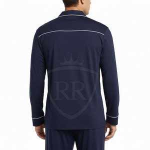 Premium Quality Casual Breathable Long Sleeve 2-Piece Men's Night Wear <b>Suit</b> 100% Silk Loungewear for Daily Sleepwear All Seasons - Product Image 5
