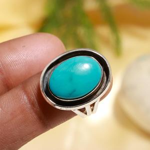 Nuevo Anillo de Plata 925 con Turquesa Ovalada de Arizona para Mujer, Anillo con Engaste de Bisel Plateado, Regalo para Amigas - Product Image 2