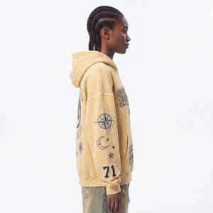 Sudadera con capucha de forro polar grueso para mujer, bordado personalizado, estilo urbano, hombros caídos, manga larga, cremallera frontal, sudaderas con capucha para mujer - Product Image 3