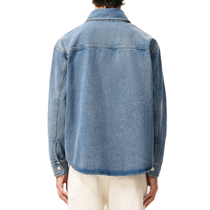 Surchemise en jean bleu pour homme, marque privée, avec patchs personnalisés, style workwear et streetwear, boutons-pression, veste décontractée, conception personnalisée haut de gamme, OEM - Product Image 3