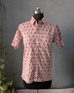 เสื้อเชิ้ตผู้ชายแขนสั้นพิมพ์ลายดอกไม้ผ้าฝ้ายลำลองคอปกสไตล์ฤดูร้อน - Product Image 4