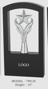 Trofeo Estrella Chapado en Oro, Plata y Cobre de 10 Pulgadas, Premio Deportivo con Impresión UV y Grabado, Base de Madera Ecológica, Trofeo de Metal - Product Image 3