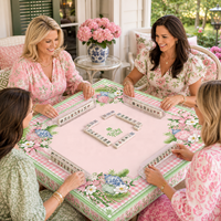 Tapis de Mahjong Floral Chinoiserie Rose Personnalisé 33x33 en Néoprène Antidérapant Pliable Housse de Table Carrée Cadeau de Luxe OEM Poker Américain