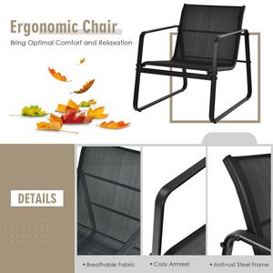 3-Piece Patio Bistro Furniture Set with Glass Top <b>Table</b> for <b>Garden</b> Deck - Product Image 5