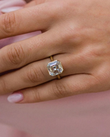 Bague de fiançailles classique en diamant taille Asscher pour femme, bijoux en or