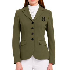 Olive Green Equestrian <b>Jacket</b> for <b>Women</b> Slim Fit Riding Blazer Elegant Horse Riding Competition Coat Custom OEM Wholesale - Product Image 1