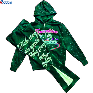 Conjunto de Sudadera y Pantalones Deportivos de Invierno con Logotipo Personalizado y Pedrería, de Dos Piezas, Grueso, para Hombre y Mujer, Estilo Urbano - Product Image 5