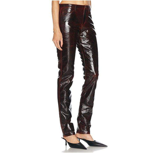 OEM Services Women's Mid-Rise Casual Leather Cross-pants Streetwear Canvas <b>Trousers</b> with On-Trend Design - Product Image 5