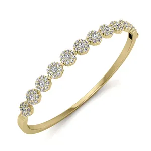 Bracelet jonc pour femme EtherStar Jewels 2.00 CTW en or massif 18 carats avec diamants de laboratoire en grappe florale, certifié IGI, raffiné - Product Image 3