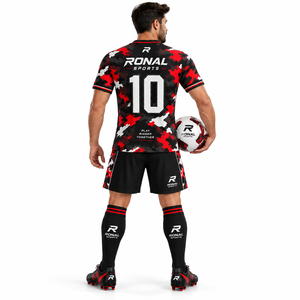 Conjunto de Camiseta de Fútbol para Hombre RONAL SPORTS, Estampado de Camuflaje Sublimado, Transpirable, de Poliéster, Manga Corta, Uniforme para Adultos, Todas las Temporadas - Product Image 4
