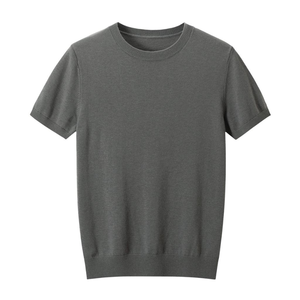 Camiseta de Punto para Hombre, Estilo Casual, Elegante y Minimalista, Color Sólido, 30% Lana, Prenda Superior de Moda - Product Image 3