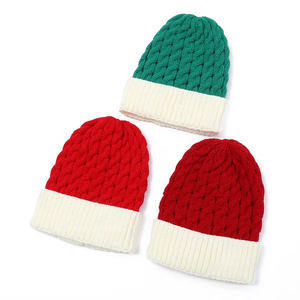 Winter Warm Christmas Knitted <b>Hat</b> Solid Color Thickened Cuffed <b>Beanie</b> <b>Hats</b> - Product Image 4