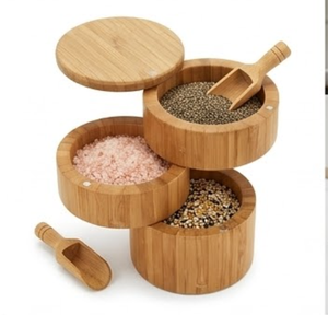 Handmade Wooden Salt And Sugar Storage Set 3 Tier <b>Stackable</b> Containers Durable Kitchen Organizer For Kitchen Restaurant Tabletop - Product Image 6