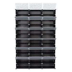 Portascarpe portatile a 12 livelli da 72 paia Organizer 36 griglie portaoggetti a scaffale a torre con tacco espandibile stivali pantofole nere - Product Image 4
