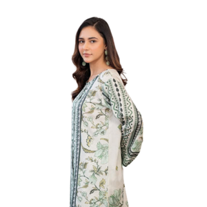 Elegante traje estampado con costuras para mujer, con kameez y pantalón a juego - Product Image 4