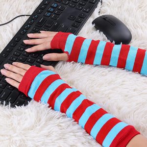 Manchons de bras rayés rouge et bleu unisexes pour adultes, respirants, tricotés, pour le cyclisme et les activités de plein air - Product Image 6