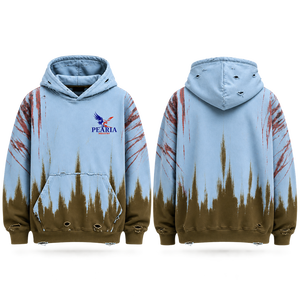 เสื้อฮู้ดโอเวอร์ไซส์พิมพ์ลายดิปได แบรนด์ Pearia สำหรับผู้ชาย พร้อมโลโก้ด้านหน้า ผ้าฝ้ายเฟรนช์เทอร์รี่ มีกระเป๋า สไตล์สตรีทแวร์ สำหรับฤดูใบไม้ร่วง - Product Image 4