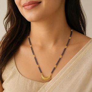 Gold Plated Imitation Pearl-studded Peacock Mangalsutra <b>Bridal</b> <b>Jewelry</b> <b>Set</b> for Women's Party Occasions Classic Style - Product Image 2