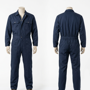 Men Safety Coverall Uniform 240 GSM Poly Cotton Twill Orange Reflective Tape Workwear Custom Embroidery Print Woven Label - Product Image 3