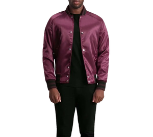 Veste de baseball en satin personnalisée de haute qualité pour hommes, en polyester et soie, style varsity, bomber, avec logo. - Product Image 3