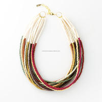 Collier ras du cou Shan India Bohemia multi-brins en perles de verre, bleu, fait main, personnalisable, bijoux de mode pour femmes