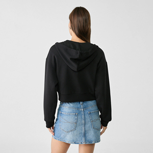 OEM Women <b>Cropped</b> Hoodie Set <b>Cropped</b> <b>Zip</b> <b>up</b> Hoodie Manufacturer Distressed Blank <b>Cropped</b> Hoodie Unisex Oversized Custom logo - Product Image 4