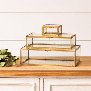 Glass Jewelry Box with Gold <b>Frame</b> Stackable Storage Organizer for Necklaces and Accessories - Product Image 6