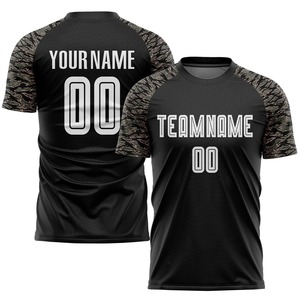 Ensemble de maillots de football personnalisés sublimés, uniforme de football à manches camouflage tigre noir, impression de nom, numéro, kit d'équipe - Product Image 2