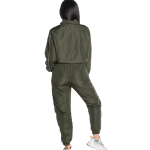 Custom <b>Running</b> Fitness Active Cropped <b>Reflective</b> Sport <b>Jacket</b> and Trouser Adjustable Windbreaker Tracksuit for Women - Product Image 2
