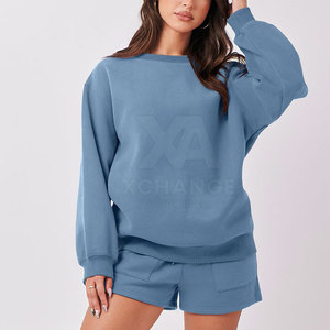Conjunto de Sudadera y Pantalón Corto para Mujer, 100% Algodón, Estilo Casual, Manga Larga, Ecológico, Transpirable, para Uso Diario y Fines de Semana - Product Image 5