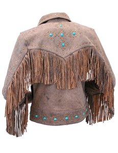 Vintage Cowboy Brown Suede Leather Jacket <b>Mens</b> <b>Long</b> Fringe Western Rodeo <b>Coat</b> Studded Ranch Wear Custom <b>Long</b> Tassel Jacket - Product Image 4