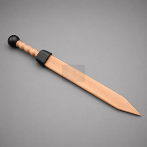 Espada de Práctica de Madera Hecha a Mano, Hoja Plana, Mango Negro, para Entrenamiento - Product Image 3