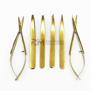 Pinzas para Cejas Ligeras con Punta Inclinada RMI, Venta al por Mayor, Acero Inoxidable Sólido, Color Dorado Plasma, Estuche con Cierre de Resorte - Product Image 5