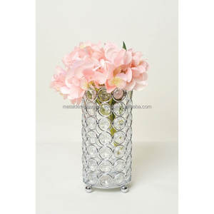 Vase à fleurs décoratif en métal cristal Bougeoir en cristal de mariage Porte votives décoratif de salon Pièce maîtresse - Product Image 4
